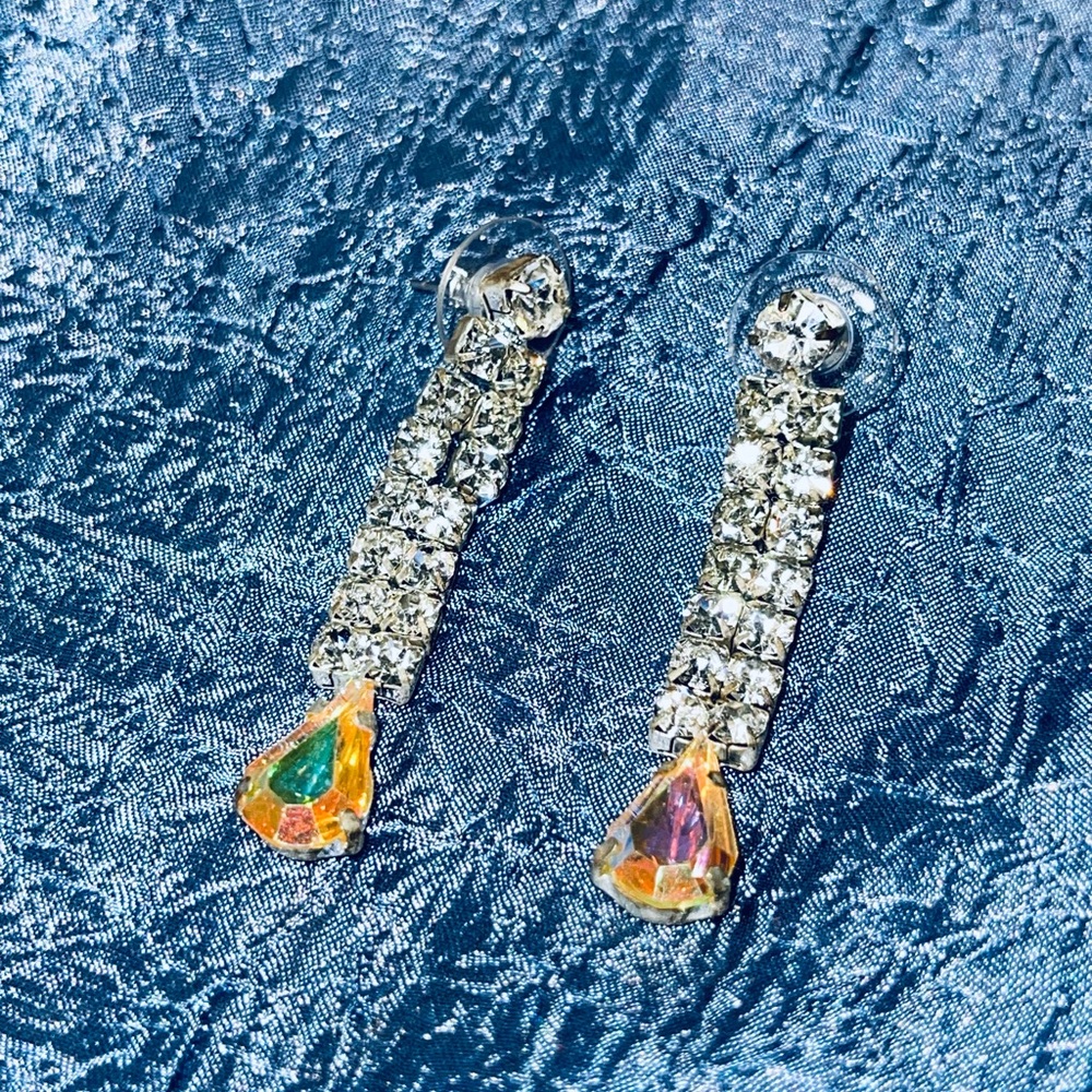 Elegant Silver and Crystal Rhinestone Drop Earrings
